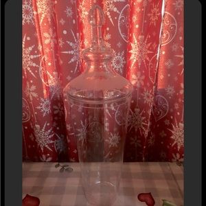 Vintage Elegant Apothecary Jar With Etched Glass Lid.  Beautiful 22” Tall W/lLid